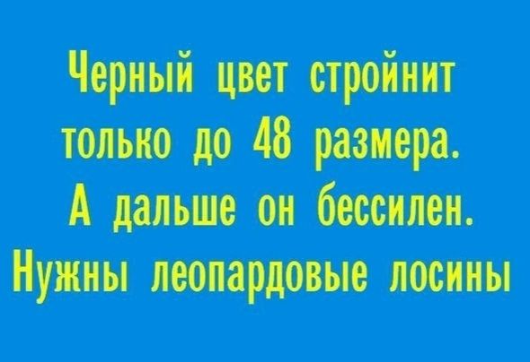 Черный цвет стройнит только до 48 размера А дальше он бессилен Нужны леопардовые лосины