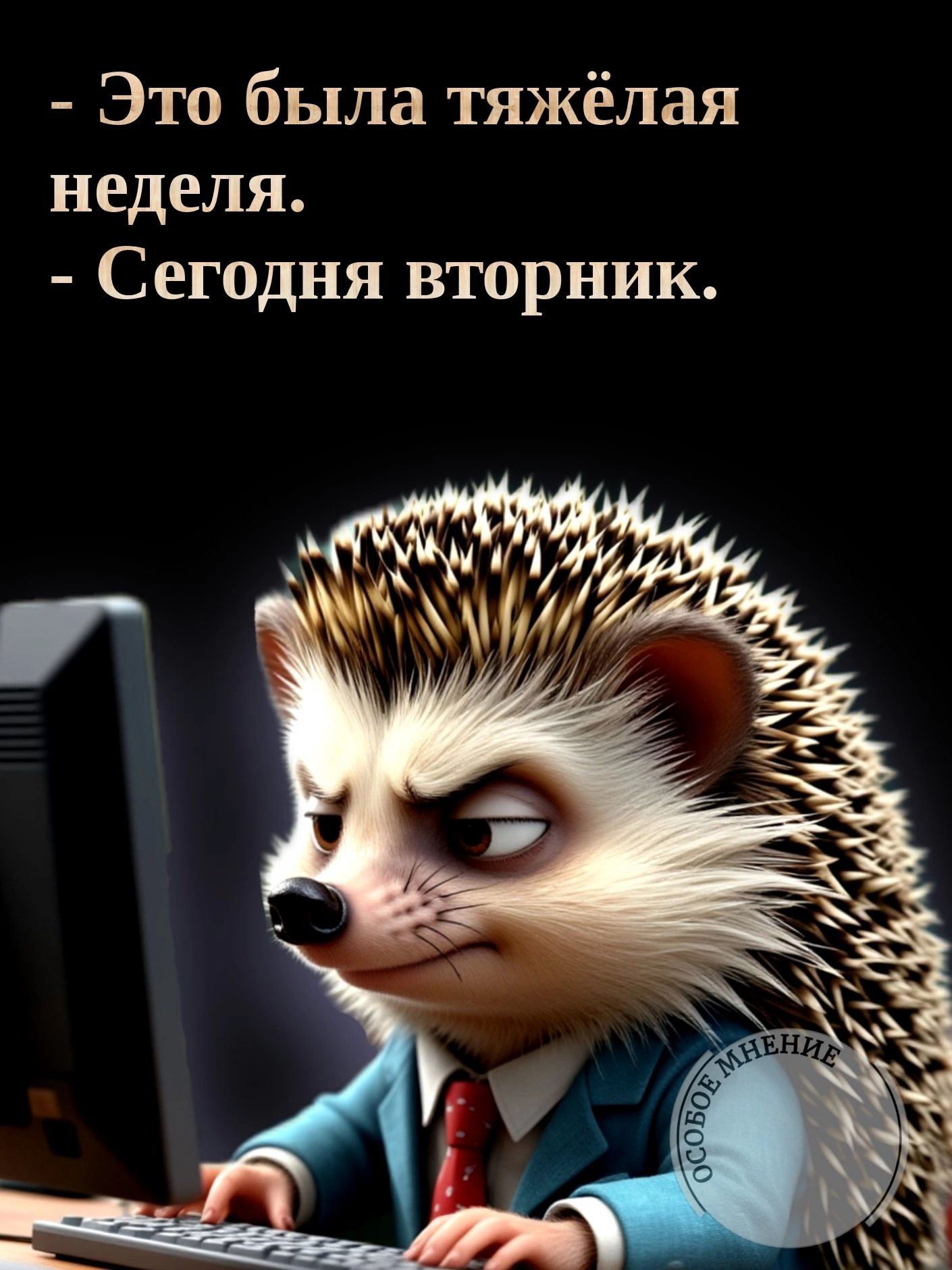 - Это была тяжёлая неделя.
- Сегодня вторник.