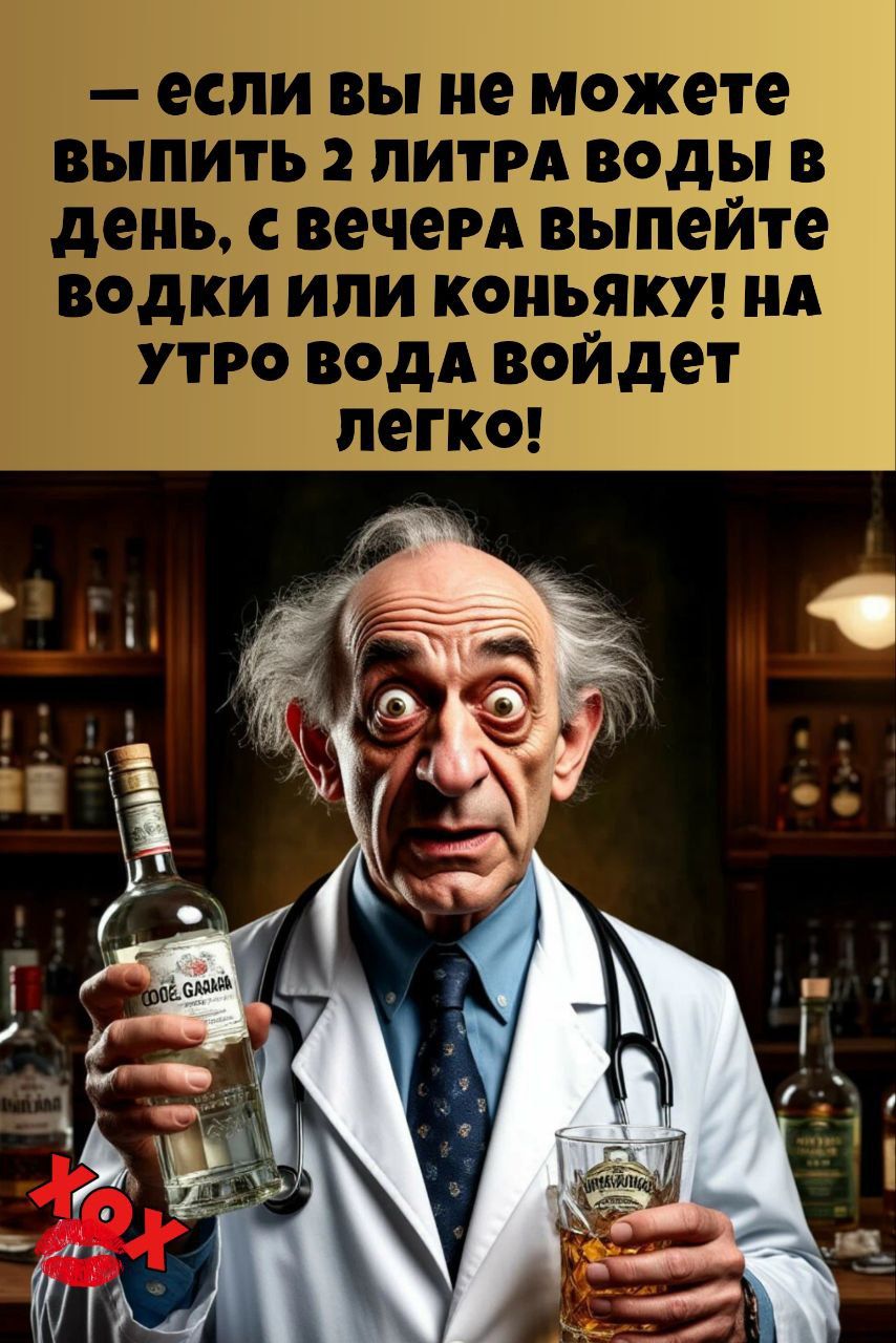 если вы не можете выпить 2 литра воды в день, с вечера выпейте водки или коньяку! на утро вода войдет легко!