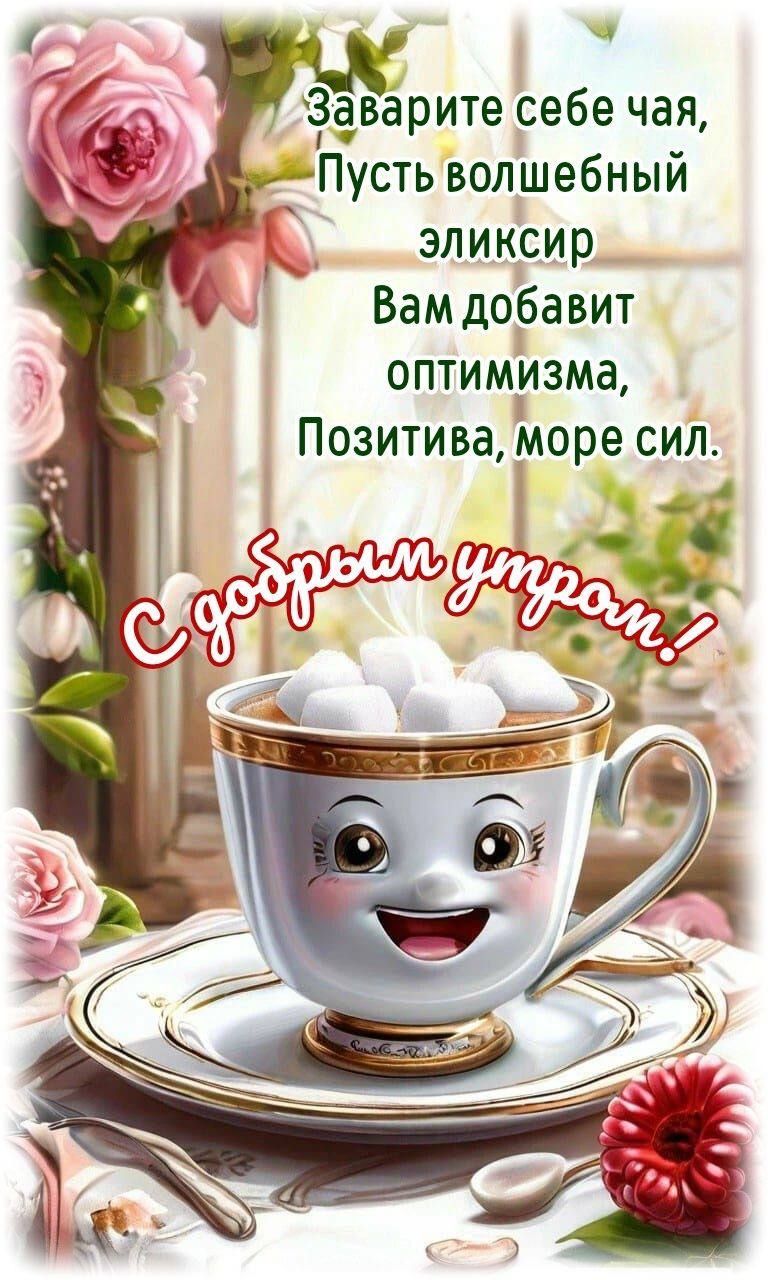 Заварите себе чай, Пусть волшебный эликсир Вам добавит оптимизма, Позитива, море сил.
С добрым утром!
