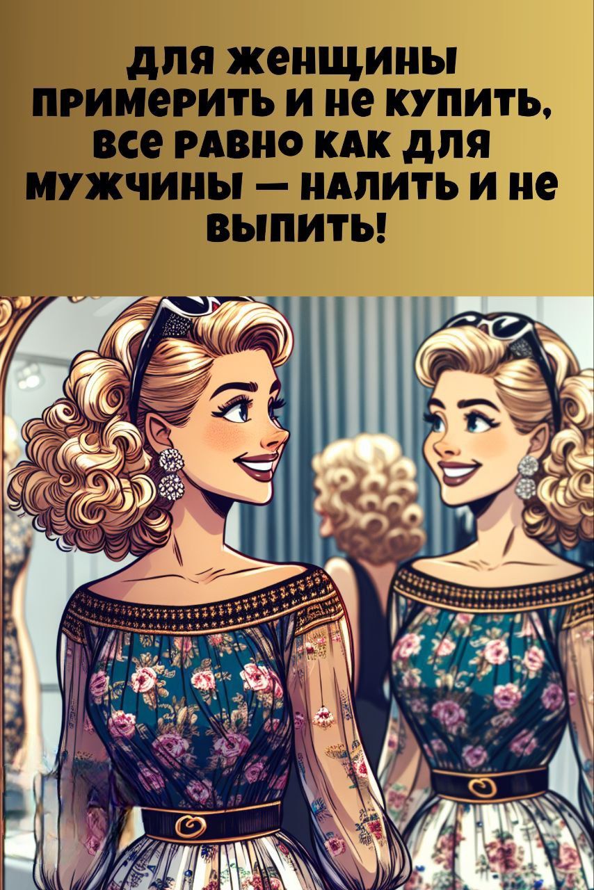 для женщины примерить и не купить, все равно как для мужчин – налить и не выпить!