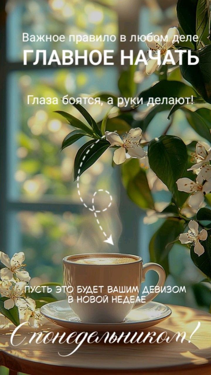 Важное правило в любом деле ГЛАВНОЕ НАЧАТЬ
Глаза боятся, а руки делают!
Пусть это будет вашим девизом в новой неделе
С понедельником!