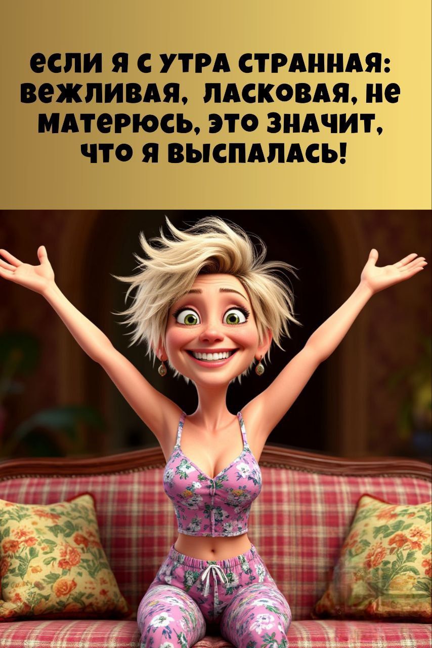 если я с утра странная: вежливая, ласковая, не матерюсь, это значит, что я выспалась!