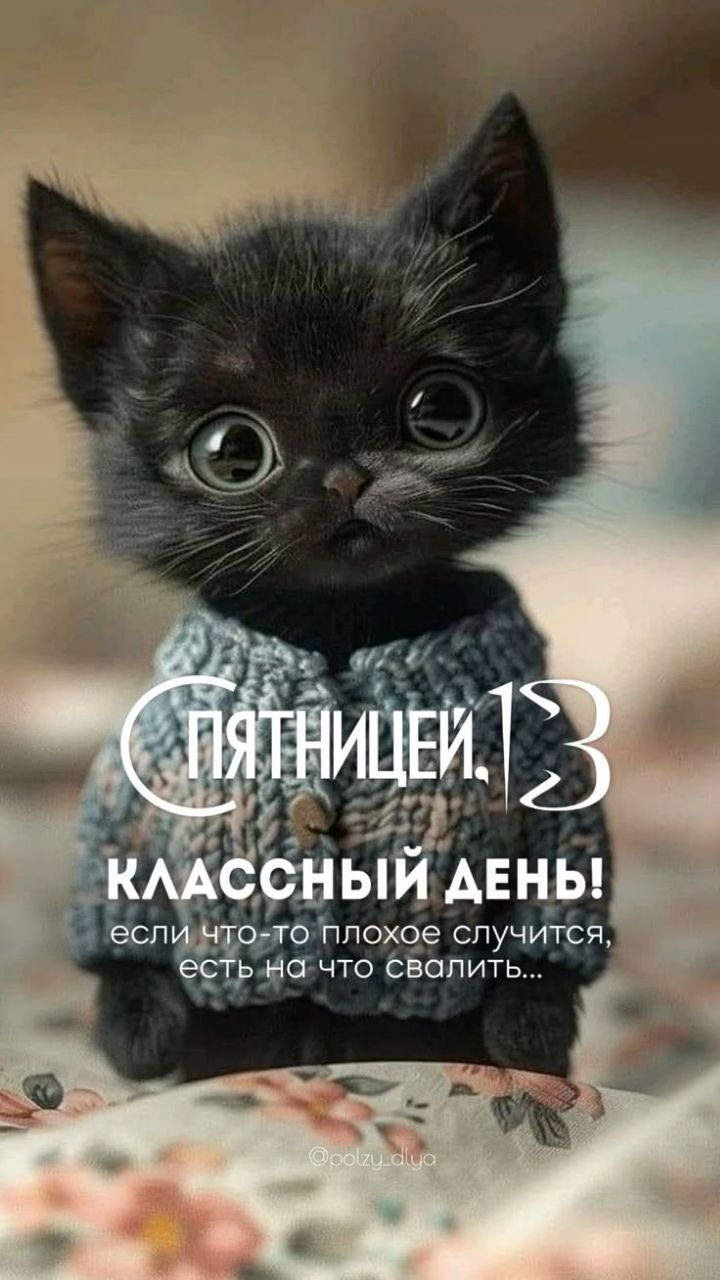 Пятница, 13
Классный день!
если что-то плохое случится,
есть на что свалить...