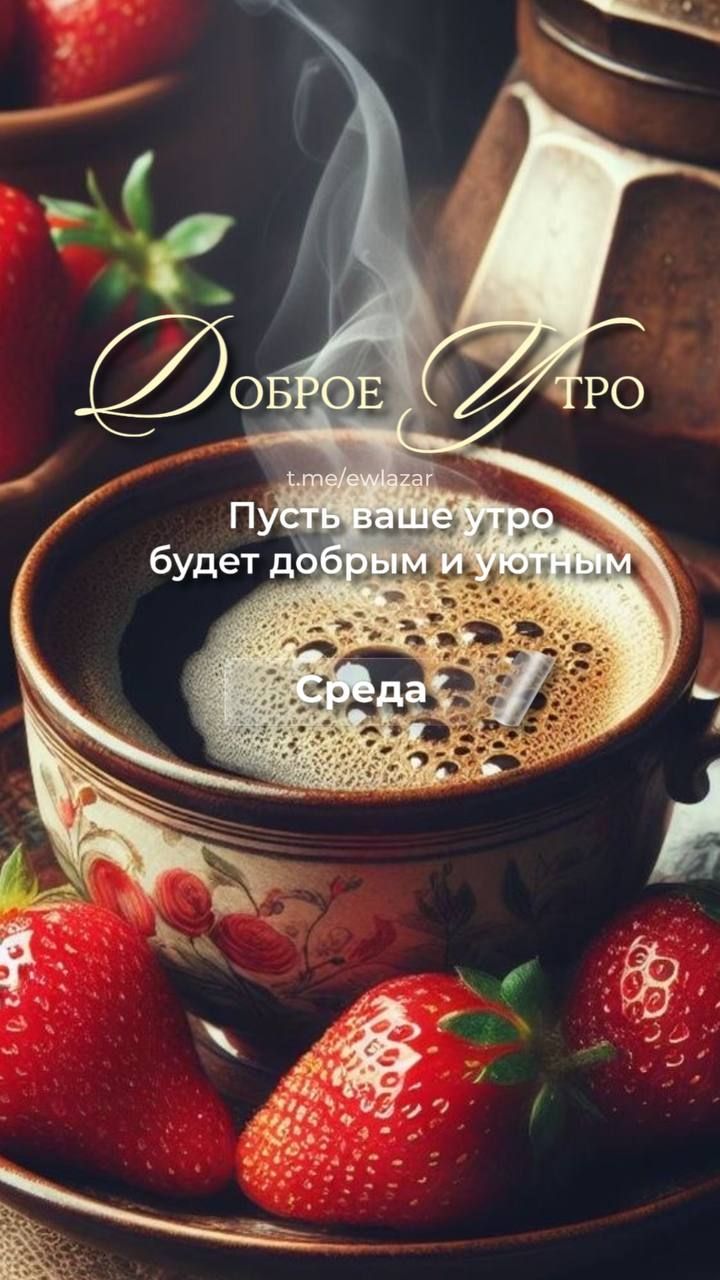Доброе утро
Пусть ваше утро будет добрым и уютным
Среда