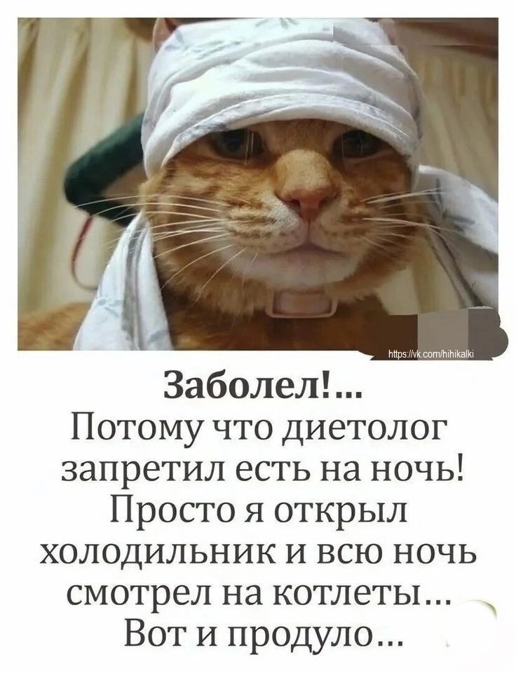 Заболел!... Потому что диетолог запретил есть на ночь! Просто я открыл холодильник и всю ночь смотрел на котлеты... Вот и продул...