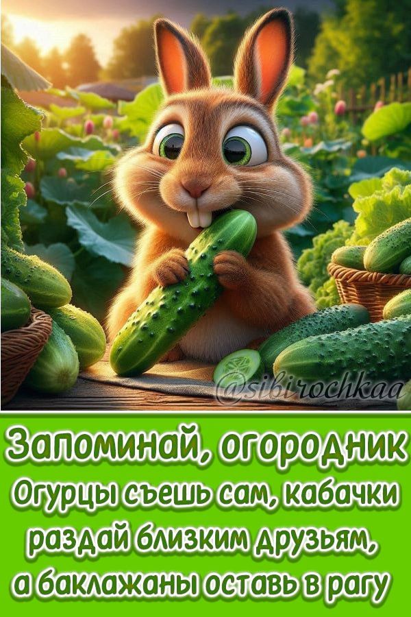 Запоминай, огородник
Огурцы съешь сам, кабачки раздай близким друзьям, а баклажаны оставь в рагу