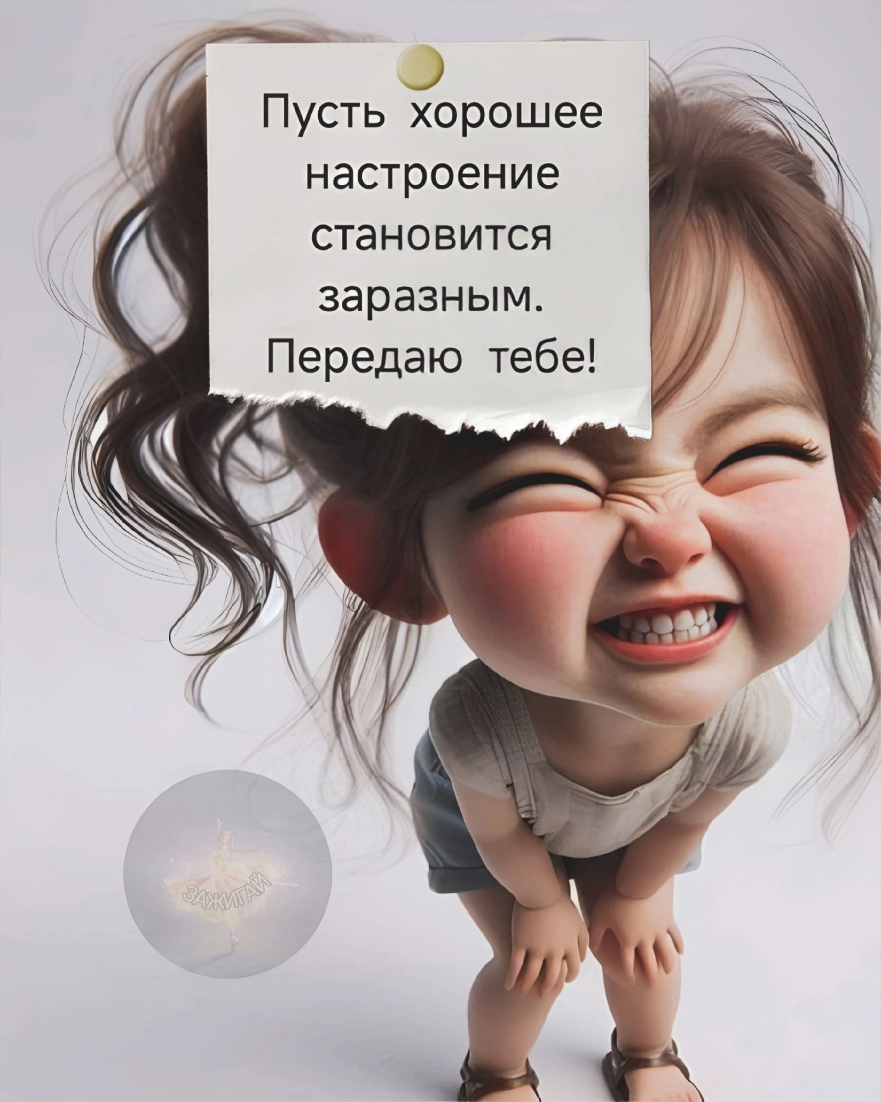Пусть хорошее настроение становится заразным. Передаю тебе!