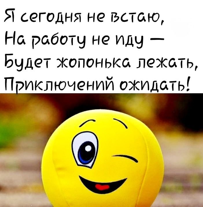 Я сегодня не встану, На работу не иду — Будет жопонька лежать, Приключений ожидать!