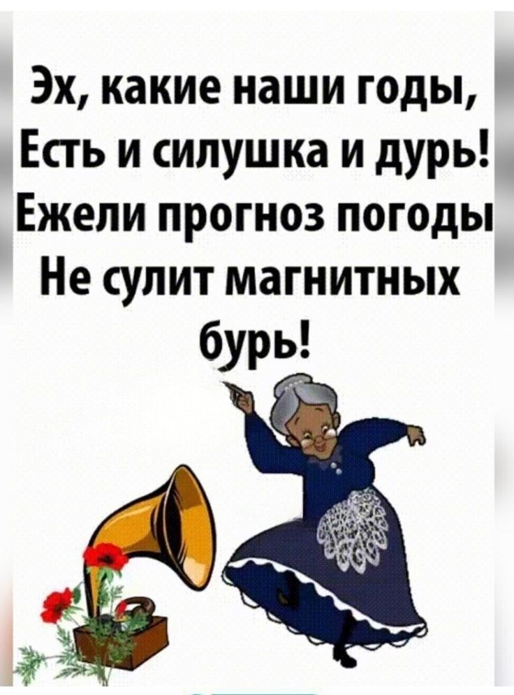 Эх, какие наши годы,
Есть и силушка и дурь!
Ежели прогноз погоды
Не сулит магнитных бурь!