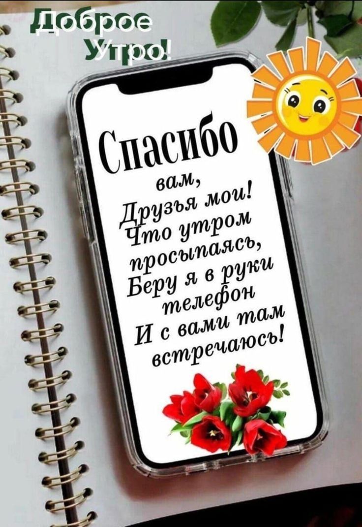 Спасибо вам, Друзья мои! Что утром просыпаюсь, Беру я в руки телефон И с вами там встречаюсь!
