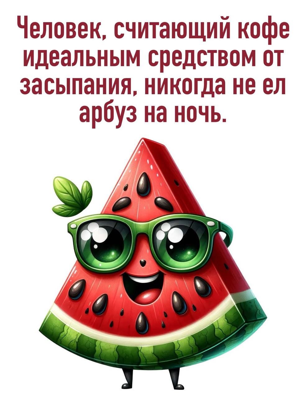 Человек, считающий кофе идеальным средством от засыпания, никогда не ел арбуз на ночь.