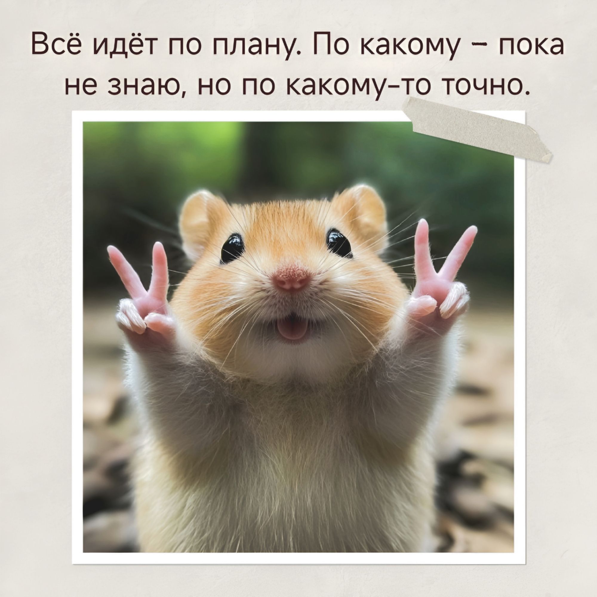 Всё идёт по плану. По какому – пока не знаю, но по какому-то точно.