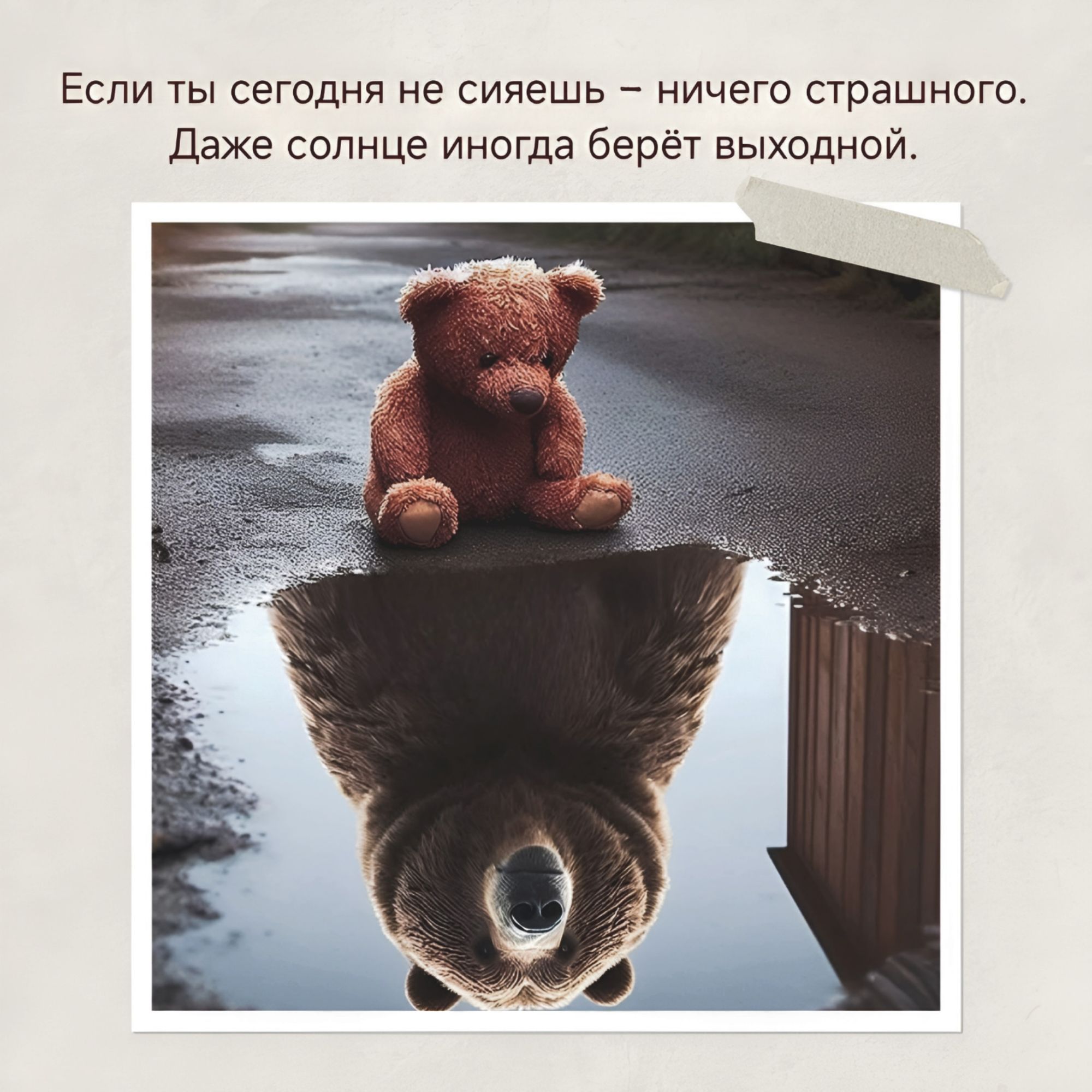 Если ты сегодня не сияешь – ничего страшного. Даже солнце иногда берёт выходной.