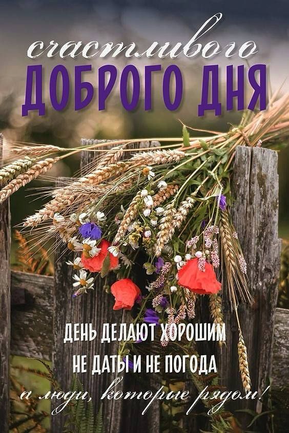 счастливого ДОБРОГО ДНЯ
ДЕНЬ ДЕЛАЮТ ХОРОШИМ
НЕ ДАТЫ И НЕ ПОГОДА
А ЛЮДИ, КОТОРЫЕ РЯДОМ!