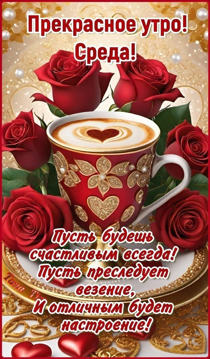 Прекрасное утро! Среда! Пусть будешь счастливым всегда! Пусть преследует везение, И отличным будет настроение!