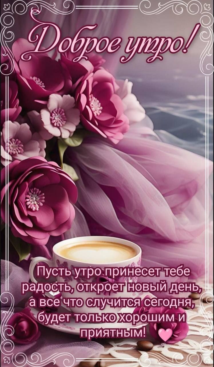 Доброе утро! Пусть утро принесет тебе радость, откроет новый день, а все что случится сегодня, будет только хорошим и приятным! ❤️