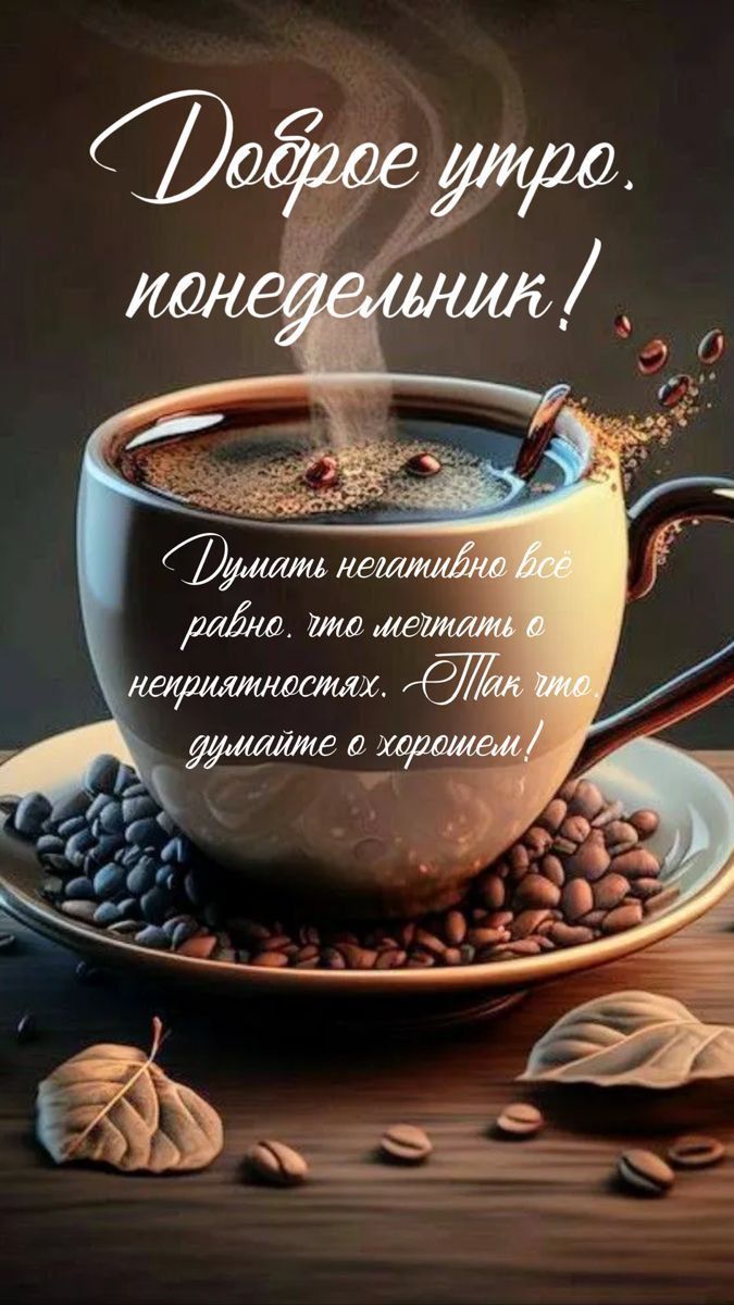 Доброе утро, понедельник!
Думать негативно всё равно, что мечтать о неприятностях. Так что думайте о хорошем!