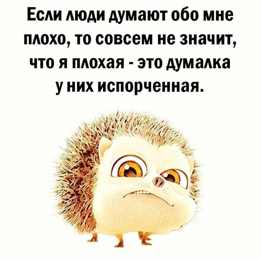 Если люди думают обо мне плохо, то совсем не значит, что я плохая - это думалка у них испорченная.