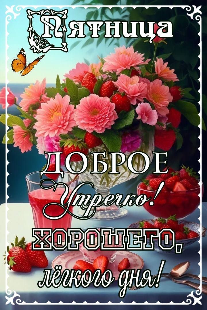 Пятница
ДОБРОЕ УТРО! ХОРОШЕГО, ЛЁГКОГО ДНЯ!