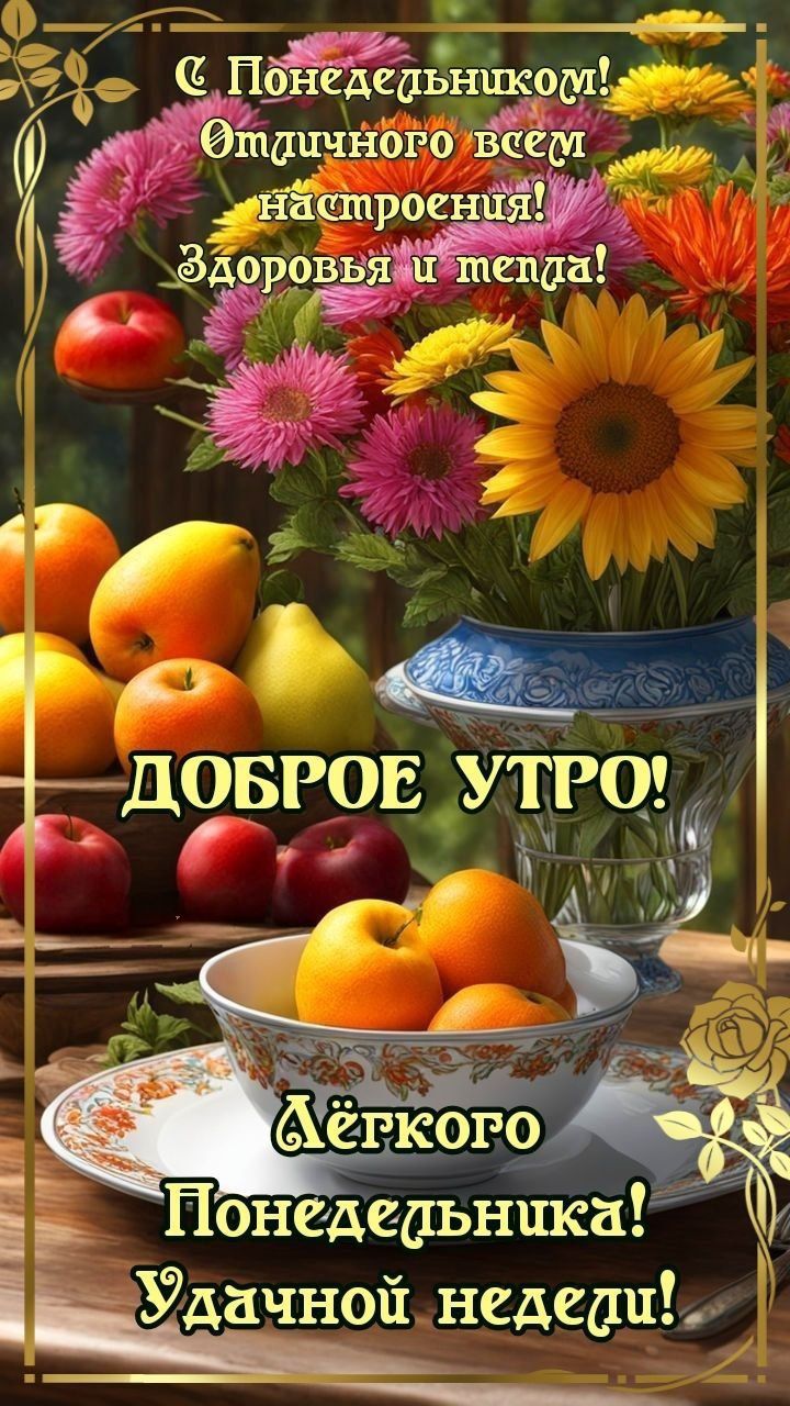 С Понедельником! Отличного всем настроения! Здоровья и тепла! ДОБРОЕ УТРО! Лёгкого Понедельника! Удачной недели!