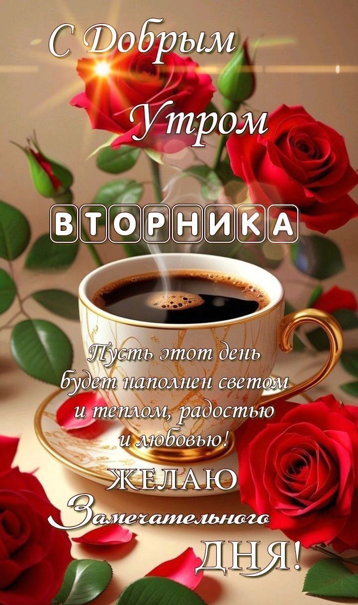 С Добрым Утром ВТОРНИКА
Пусть этот день будет наполнен светом и теплом, радостью и любовью!
ЖЕЛАЮ Замечательного ДНЯ!