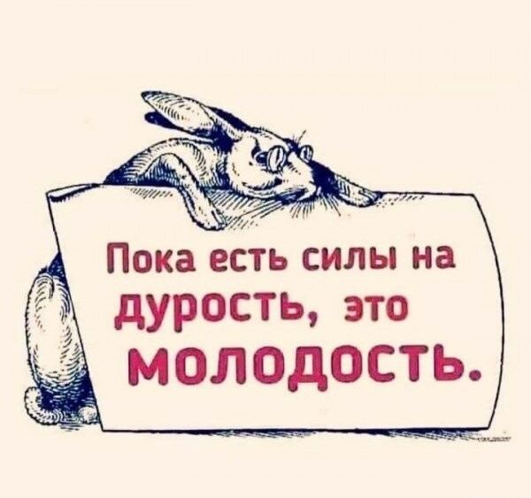 Пока есть силы на дурасть, это молодость.