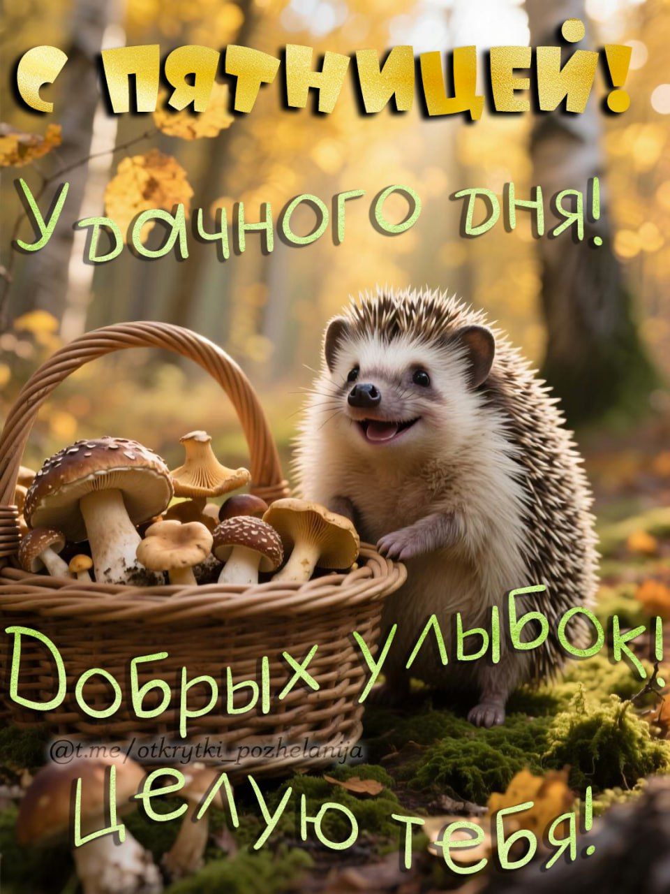 С ПЯТНИЦЕЙ! Удачного дня! Добрых улыбок! Целую тебя!