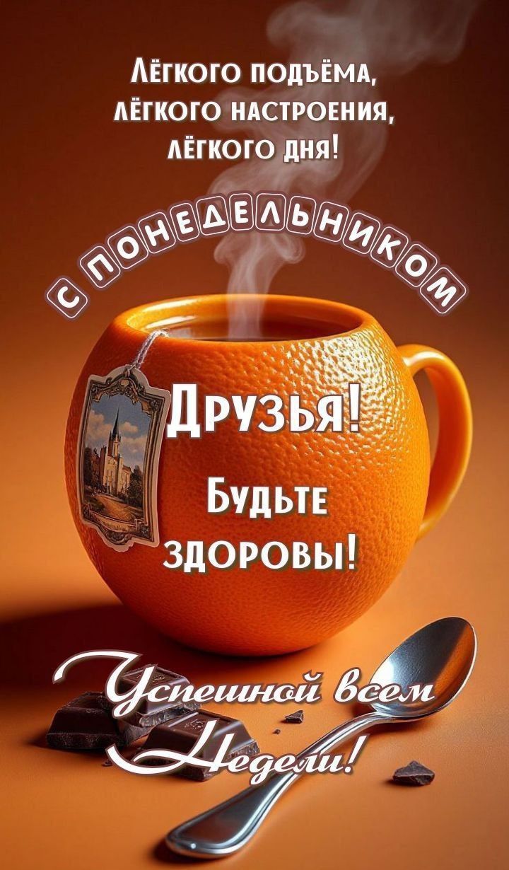 Лёгкого подъёма, лёгкого настроения, лёгкого дня! С понедельником Друзья! Будьте здоровы! Успешной всем Недели!
