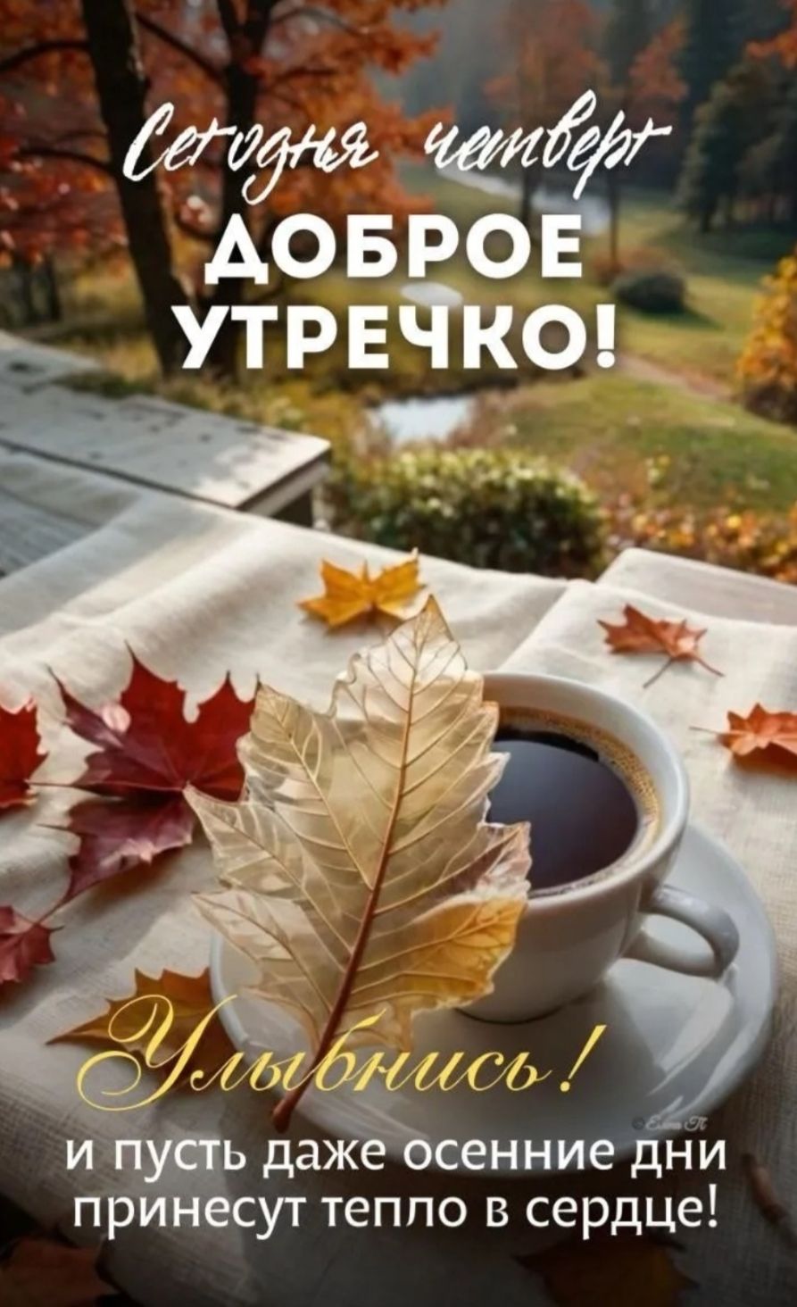 Сегодня четверг ДОБРОЕ УТРЕЧКО! Улыбнись! и пусть даже осенние дни принесут тепло в сердце!