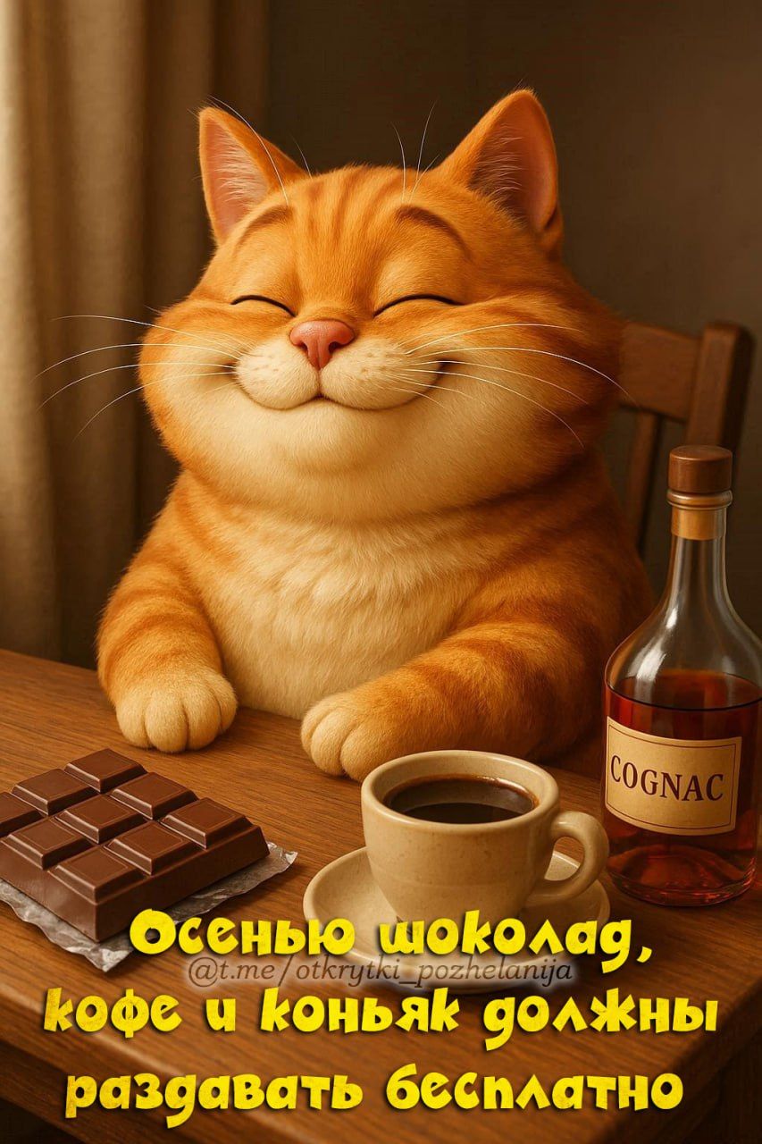 Осенью шоколад, кофе и коньяк должны раздавать бесплатно