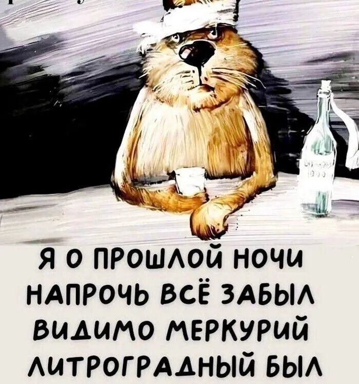 Я о прошлой ночи напрочь всё забыл видно меркуpий литроградный был