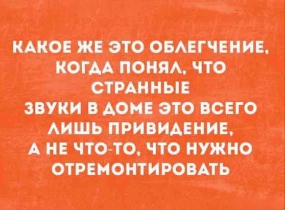 Какое же это облегчение, когда понял, что странные звуки в доме это всего лишь привидение, а не что-то, что нужно отремонтировать
