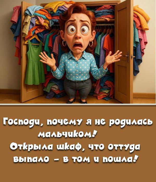 Господи, почему я не родилась мальчиком! Открыла шкаф, что оттуда выпало – в том и пошла!