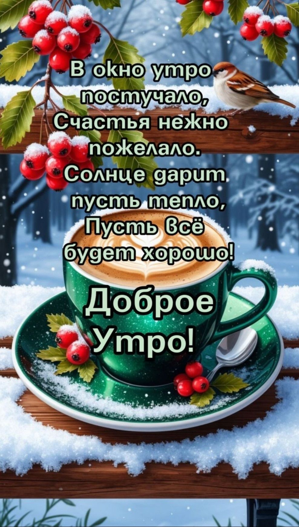 В окно утро поскучало, Счастья нежно пожелало. Солнце дарит, пусть тепло, Пусть всё будет хорошо! Доброе Утро!