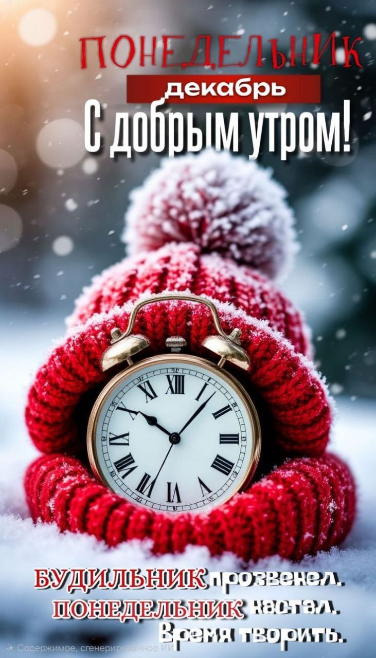 ПОНЕДЕЛЬНИК декабрь С добрым утром! БУДИЛЬНИК прозвенел, ПОНЕДЕЛЬНИК настал, время творить.