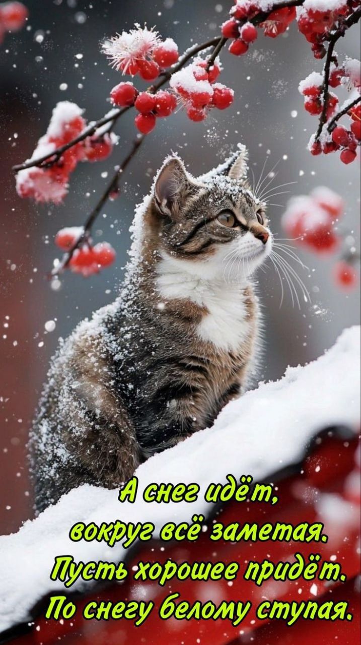 А снег идёт, вокруг всё заметая. Пусть хорошее придёт. По снегу белому ступая.
