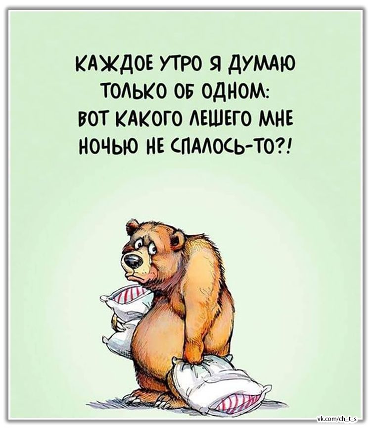 КАЖДОЕ УТРО Я ДУМАЮ ТОЛЬКО ОБ ОДНОМ: ВОТ КАКОГО ЛЕШЕГО МНЕ НОЧЬЮ НЕ СПАЛОСЬ-ТО?!