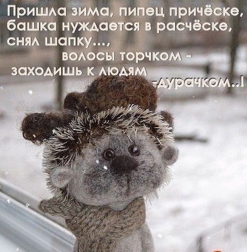 Пришла зима, пипец причёске, башка нуждается в расчёске, сняла шапку... волосы торчком - заходишь к людям