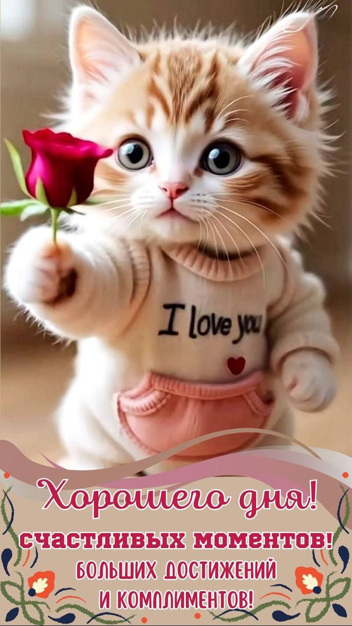 I love you
Хорошего дня! счастливых моментов! больших достижений и комплиментов!