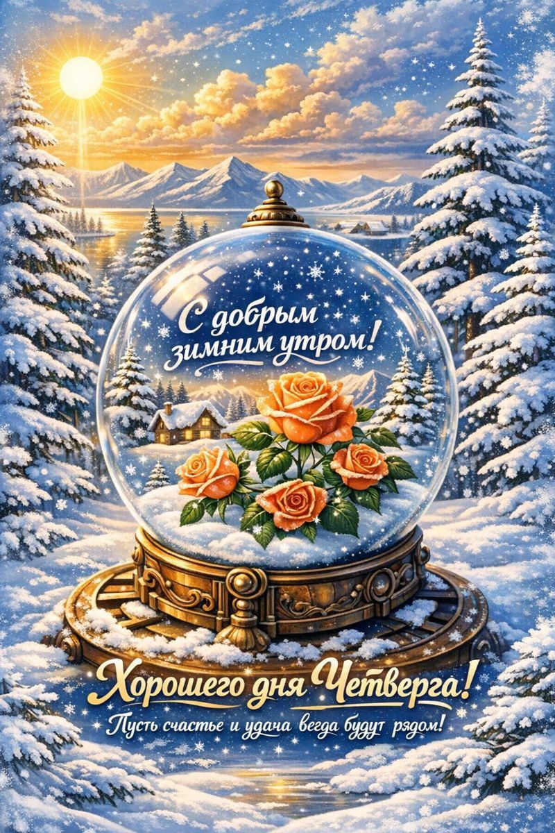 С добрым зимним утром! Хорошего дня Четверга! Пусть счастье и удача всегда будут рядом!