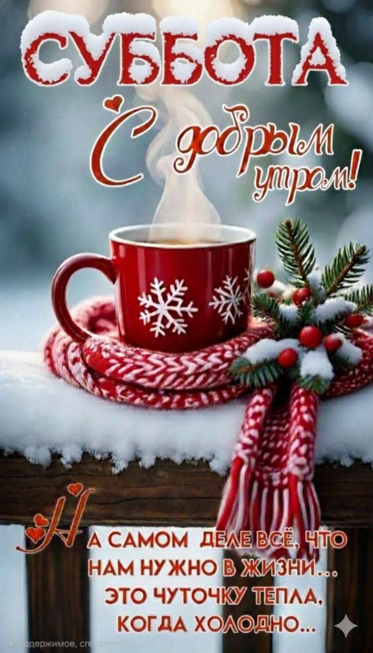 СУББОТА
С добрым утром!
И на самом деле всё, что нам нужно в жизни... это чуточку тепла, когда холодно...
