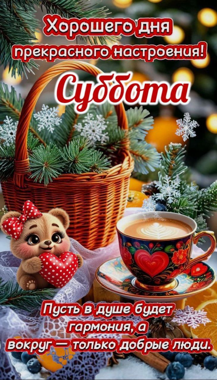 Хорошего дня прекрасного настроения! Суббота Пусть в душе будет гармония,а вокруг — только добрые люди.