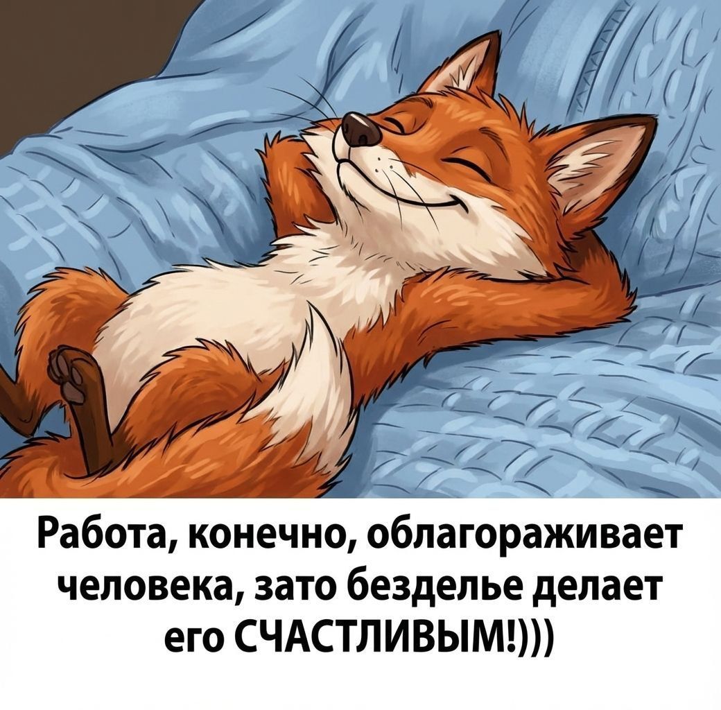 Работа, конечно, облагорaживает человека, зато безделье делает его СЧАСТЛИВЫМ!)))