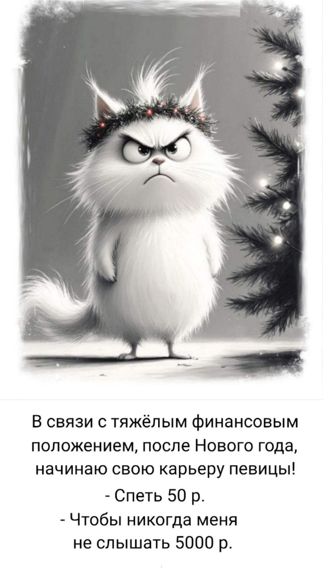 В связи с тяжёлым финансовым положением, после Нового года, начинаю свою карьеру певицы! - Спеть 50 р. - Чтобы никогда меня не слышать 5000 р.