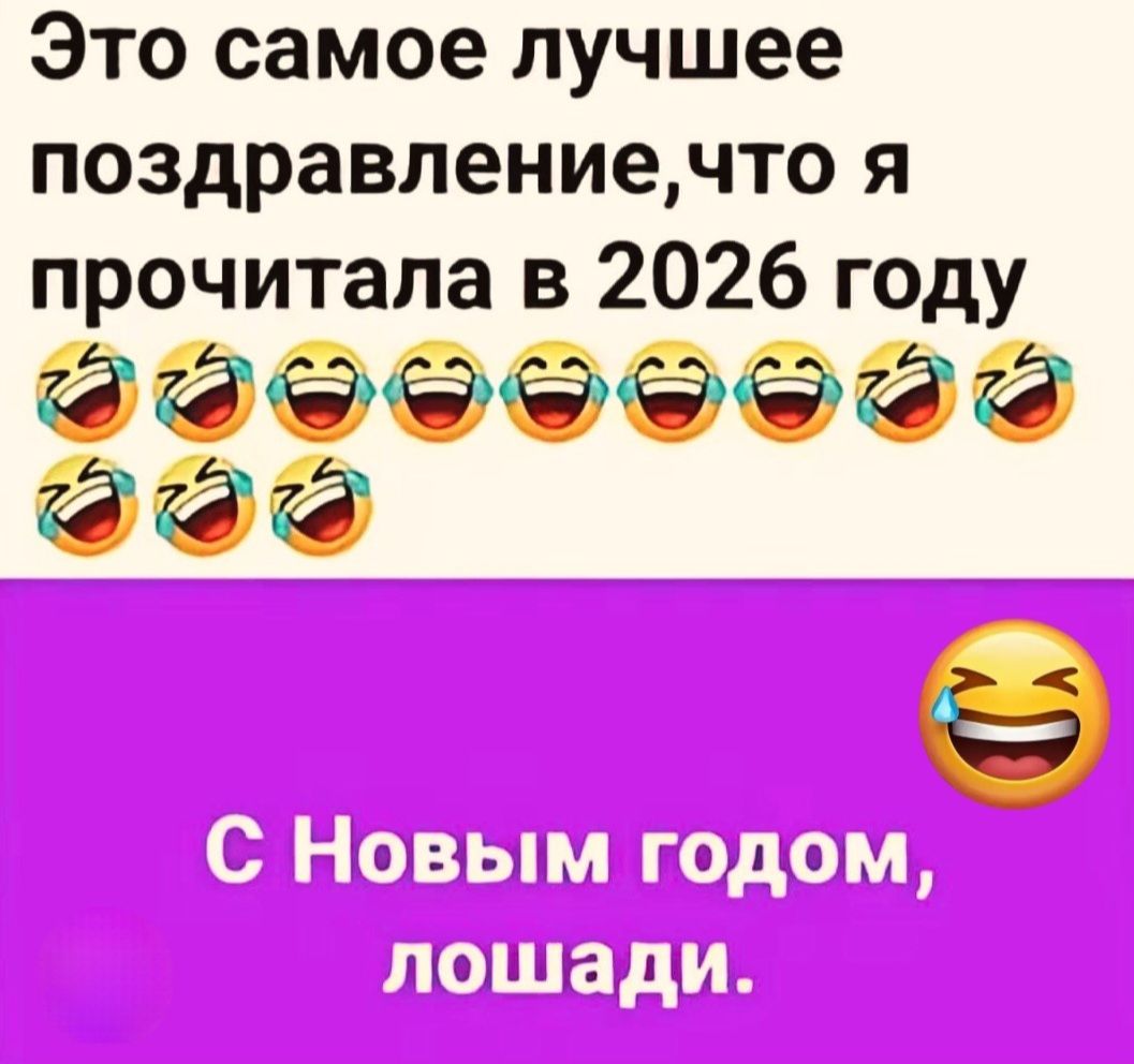 Это самое лучшее поздравление, что я прочитала в 2026 году 😂😂😂😂😂😂😂😂 С Новым годом, лошади.