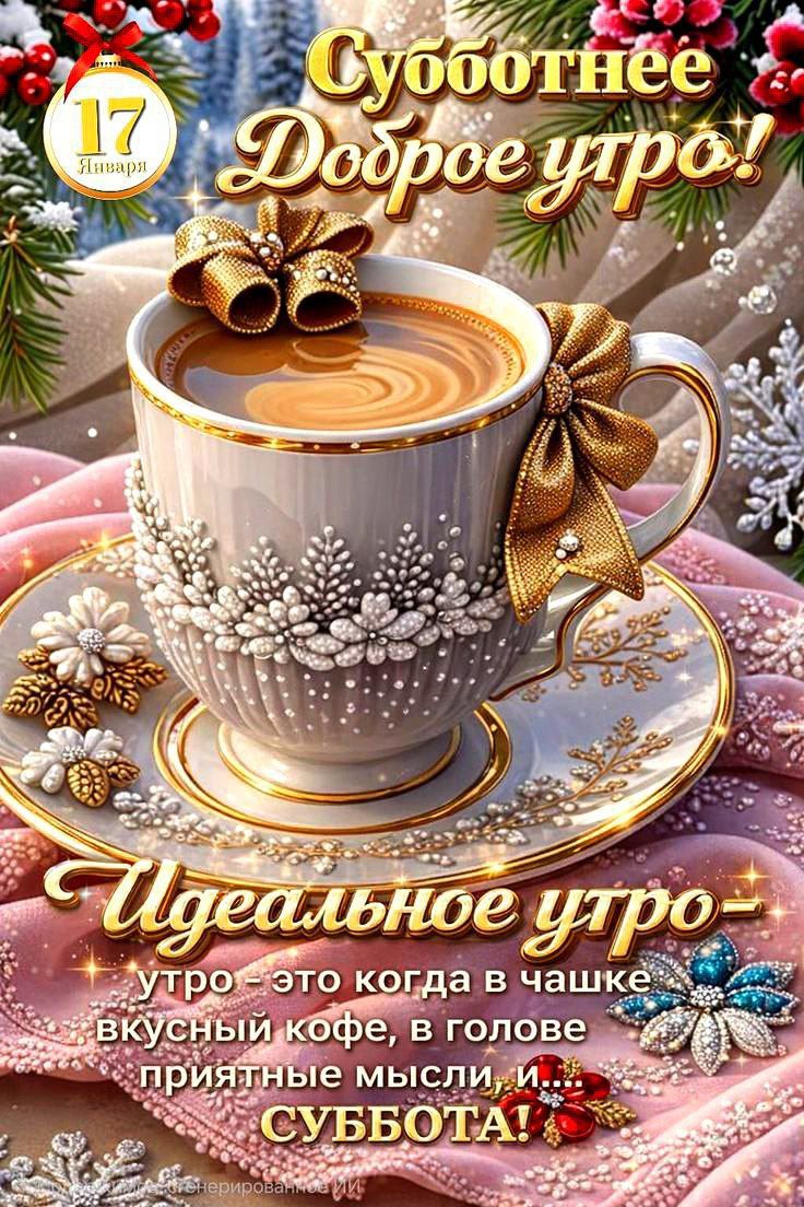 Субботнее Доброе утро! Идеальное утро — утро, когда в чашке вкусный кофе, в голове приятные мысли, и... СУББОТА!