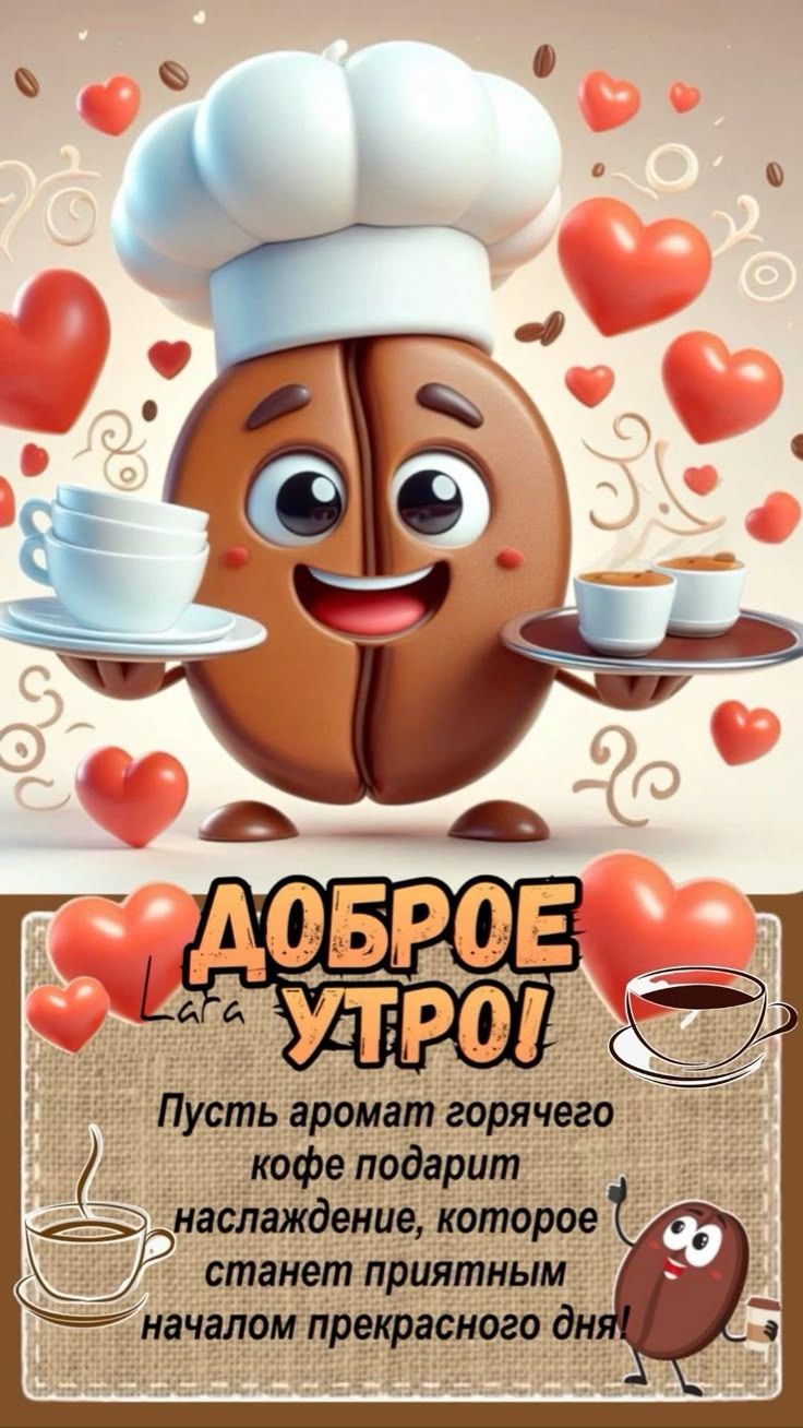 Доброе утро! Пусть аромат горячего кофе подарит наслаждение, которое станет приятным началом прекрасного дня