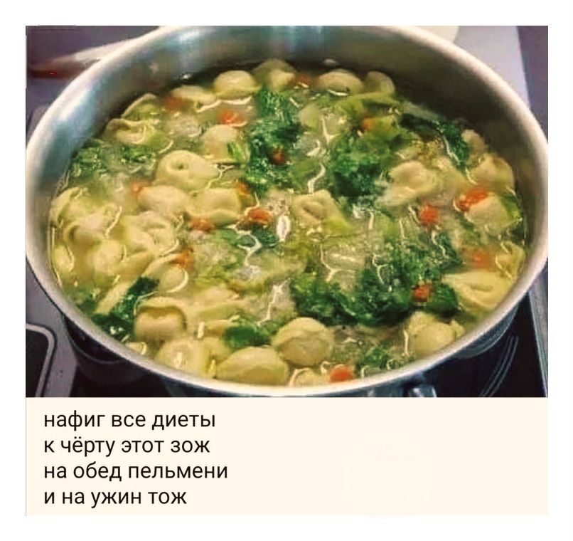 нафиг все диеты к черту этот зож на обед пельмени и на ужин тоже