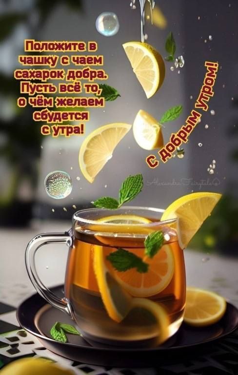 Положите в чашку с чаем сахарок добра. Пусть всё то, о чём желаем сбудется с утра! С добрым утром!